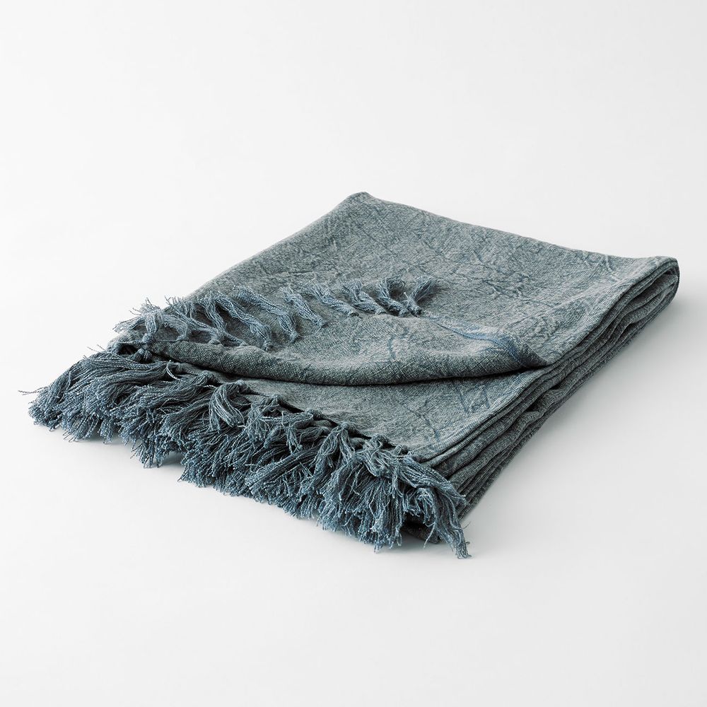 Bath towels - DRAP DE PLAGE ANGE-TOUSSAINT BLEU DÉLAVÉ - PLAIDS COCOONING