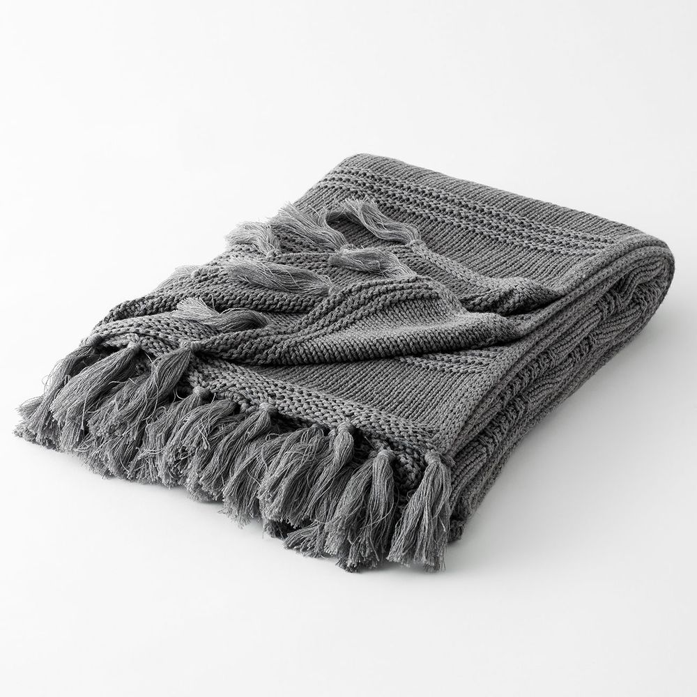 Throw blankets - PLAID PIERRE GRIS ANTHRACITE - PLAIDS COCOONING