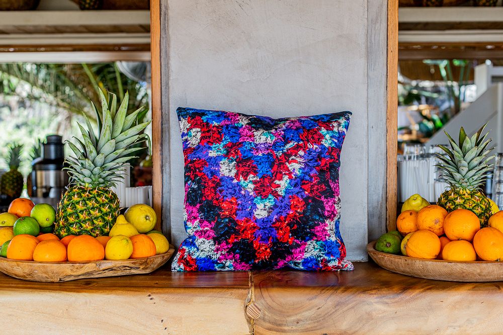 Fabric cushions - "PURPLE RAIN" cushion, cotton or velvet, Ethnic prints - ARTPILO