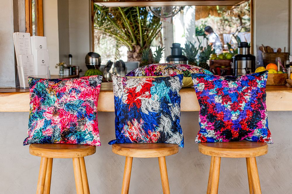 Fabric cushions - "PURPLE RAIN" cushion, cotton or velvet, Ethnic prints - ARTPILO