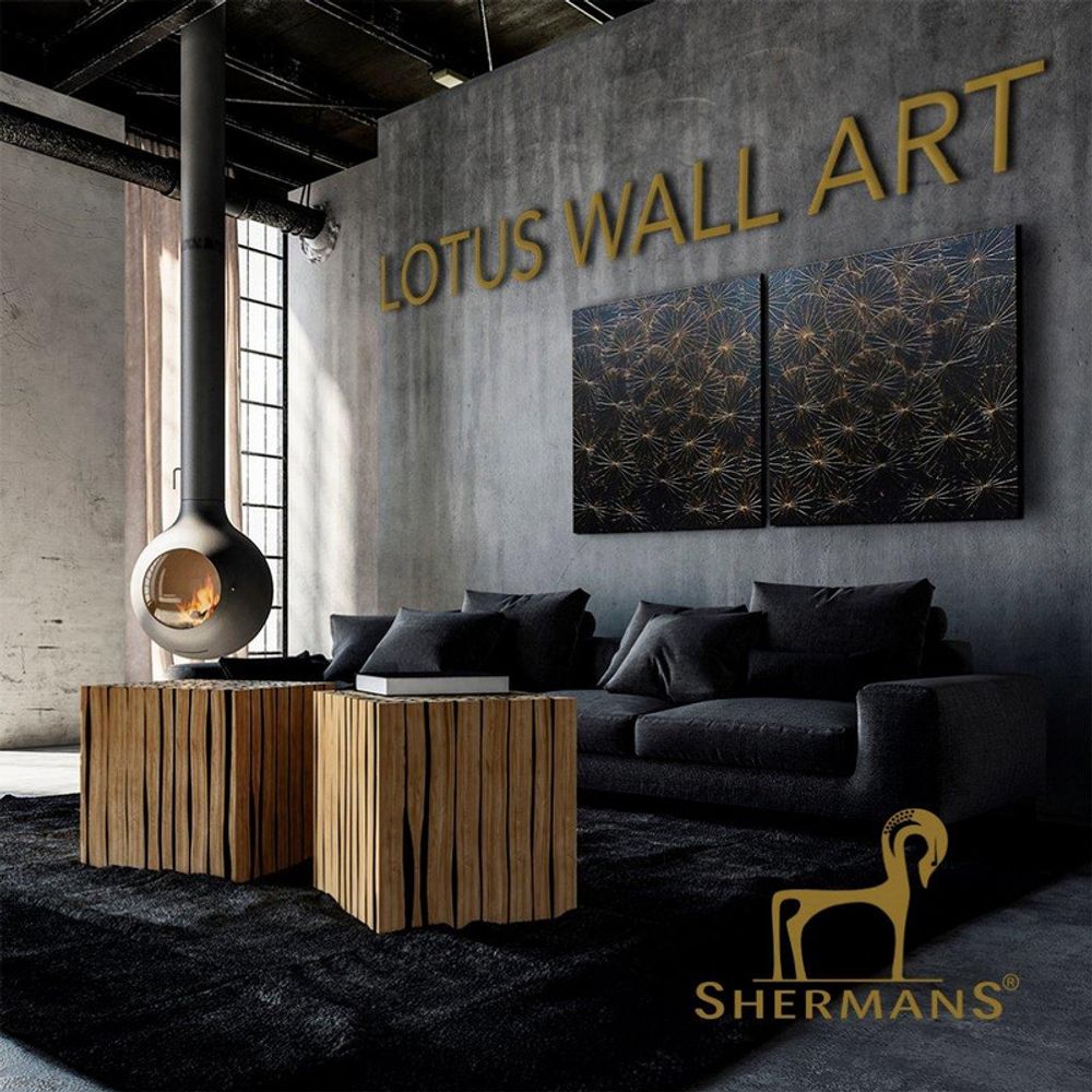 Quincaillerie d'art - Lotusset 2pcs. 100x200cm Bleue - SHERMANS