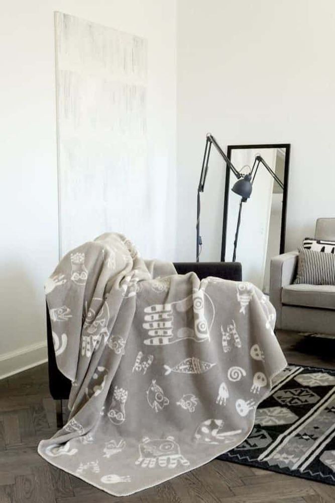 Linge de lit enfant - SEA WORLD BLANKET GREY / OFFWHITE - FABGOOSE