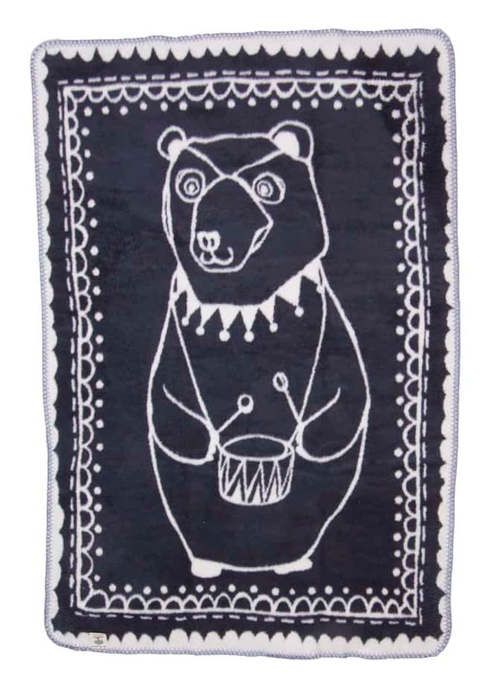 Plaids - COUVERTURE BÉBÉ OURS CIRQUE GRIS FONCÉ — COTON BIO - FABGOOSE
