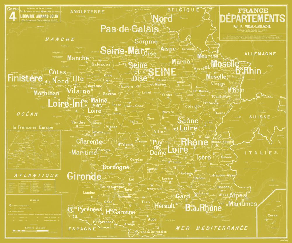 Objets déco enfant - Set de Table Carte Scolaire Vidal Lablache - CIMENT FACTORY