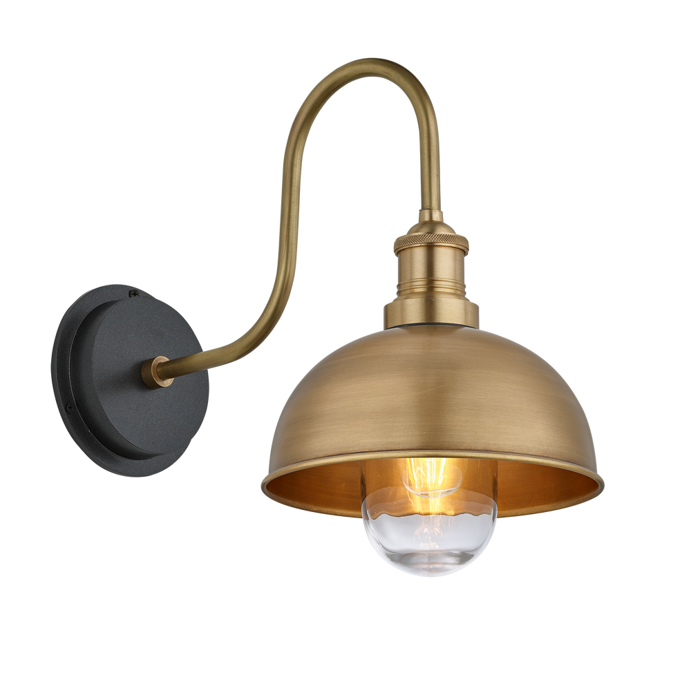 Outdoor wall lamps - Swan Neck Outdoor & Bathroom Dome Wall Light - 8 Inch - INDUSTVILLE