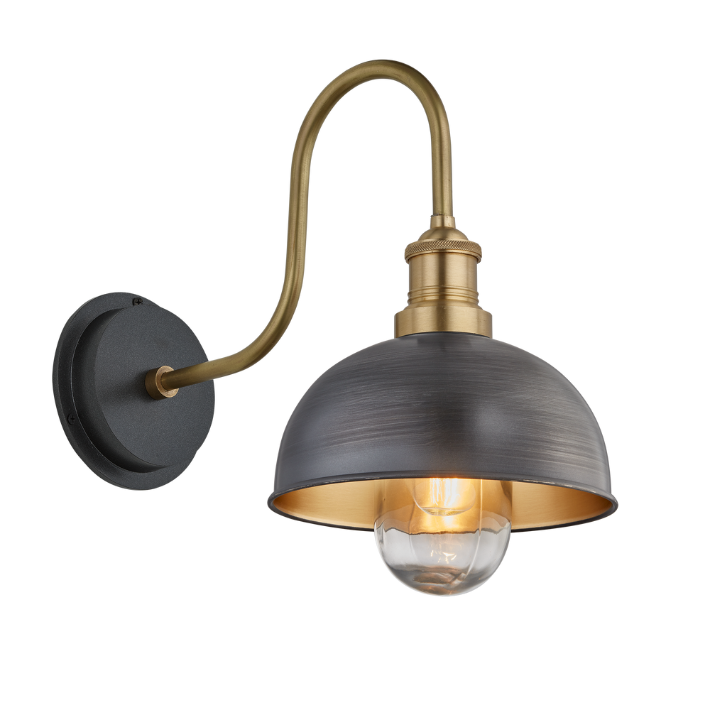 Outdoor wall lamps - Swan Neck Outdoor & Bathroom Dome Wall Light - 8 Inch - INDUSTVILLE