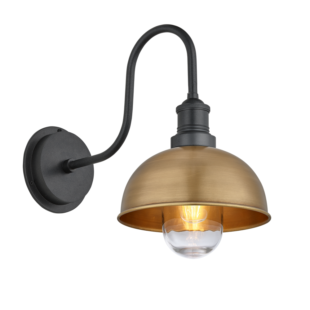 Outdoor wall lamps - Swan Neck Outdoor & Bathroom Dome Wall Light - 8 Inch - INDUSTVILLE