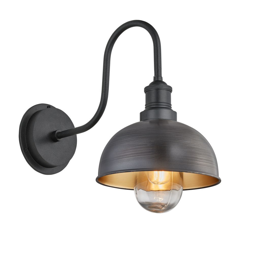 Outdoor wall lamps - Swan Neck Outdoor & Bathroom Dome Wall Light - 8 Inch - INDUSTVILLE