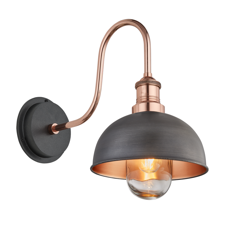 Outdoor wall lamps - Swan Neck Outdoor & Bathroom Dome Wall Light - 8 Inch - INDUSTVILLE