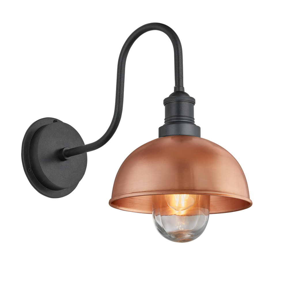 Outdoor wall lamps - Swan Neck Outdoor & Bathroom Dome Wall Light - 8 Inch - INDUSTVILLE