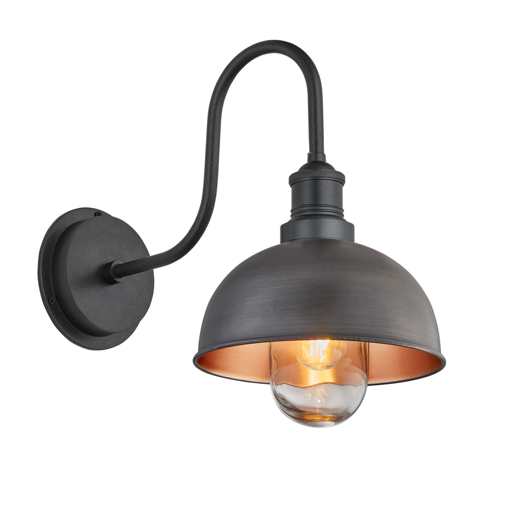 Outdoor wall lamps - Swan Neck Outdoor & Bathroom Dome Wall Light - 8 Inch - INDUSTVILLE