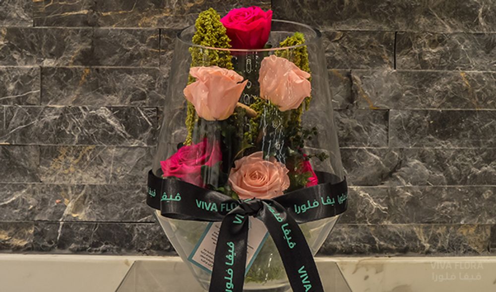 Floral decoration - Preserved Pink Combo Chopped Vase - VIVA FLORA