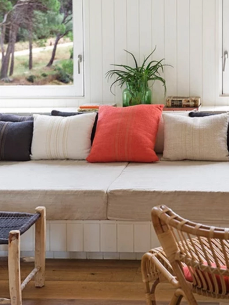 Fabric cushions - Hand Painted Linen  Pillow - GOVOU FABRICS