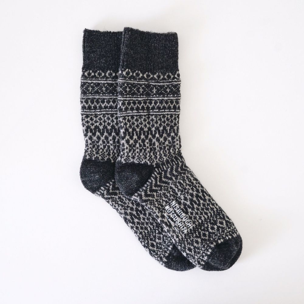 Chaussettes - CHAUSSETTES JACQUARD EN LAINE - NISHIGUCHI KUTSUSHITA