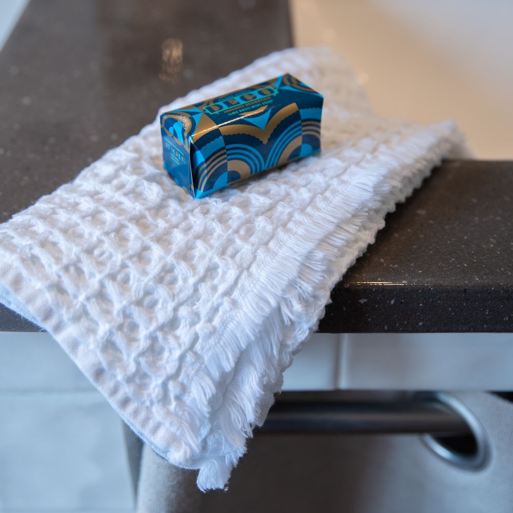 Serviettes de bain - Serviette de toilette coton Waffle blanche - MAISON D'ÉTÉ