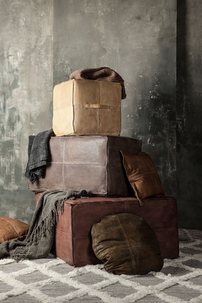Objets de décoration - Pouf LEATHER RECT PBR 90 - DAREELS