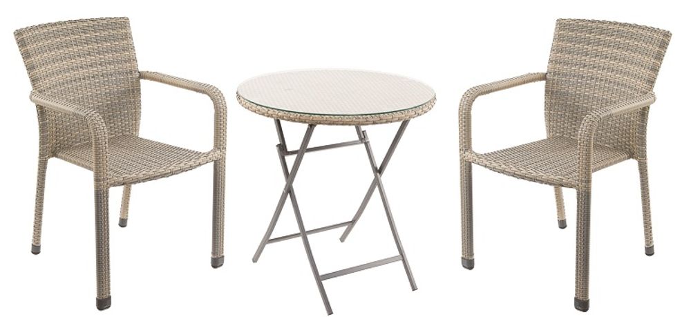 Chaises de jardin - Faux Rattan Grey table & Aluminium Chair Set - TOBS