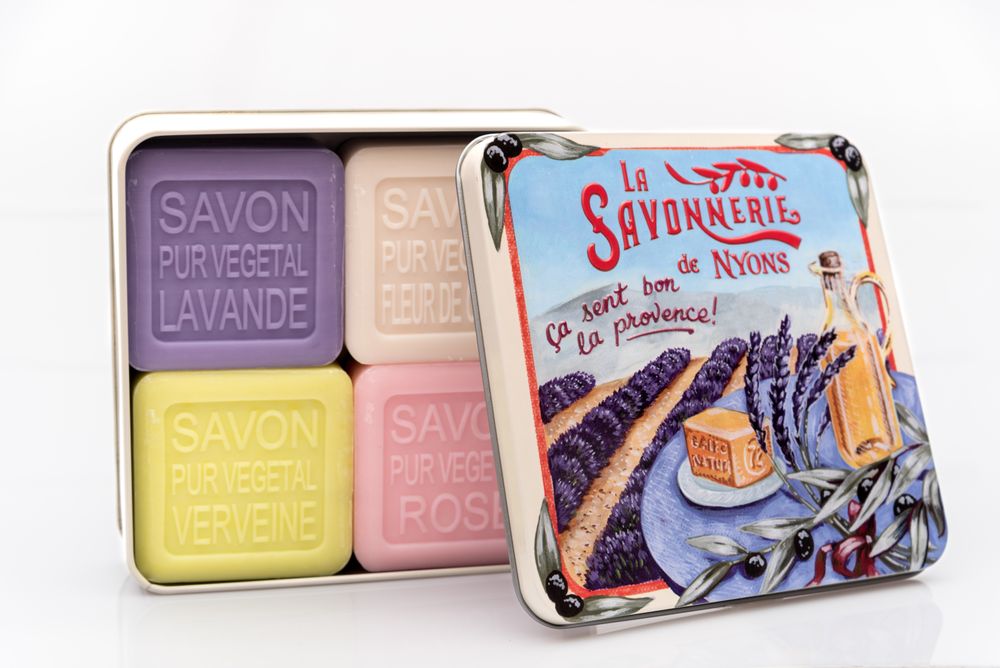 Cadeaux - BOITE METAL 4 SAVONS - SAVONNERIE DE NYONS