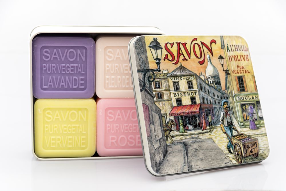 Cadeaux - BOITE METAL 4 SAVONS - SAVONNERIE DE NYONS