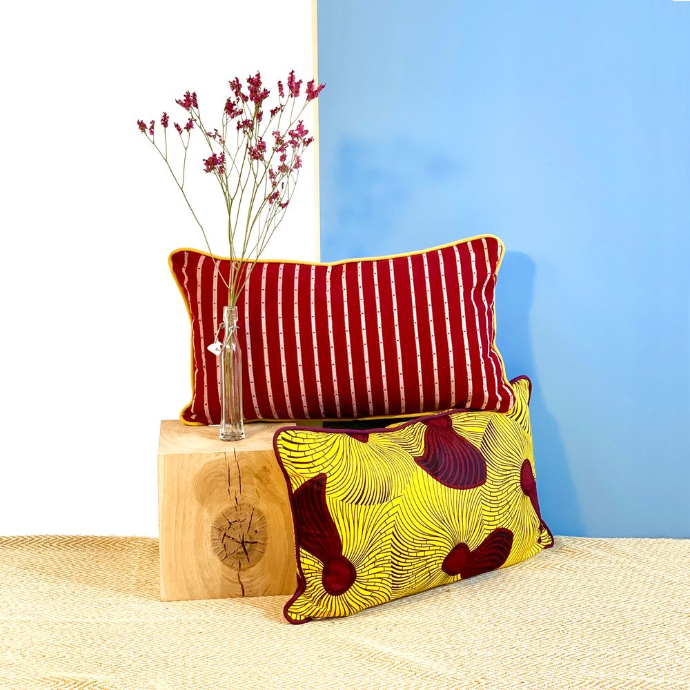 Fabric cushions - Wax cushions woven in Ivory Coast - COUSSIN D'AFRIQUE