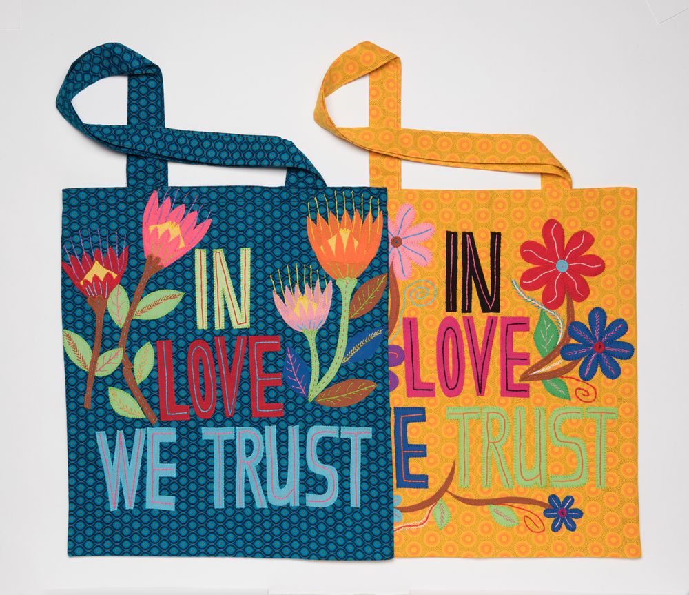 Bags and totes - EMBROIDERED BAG “IN LOVE TRUST WE TRUST” - MAHATSARA