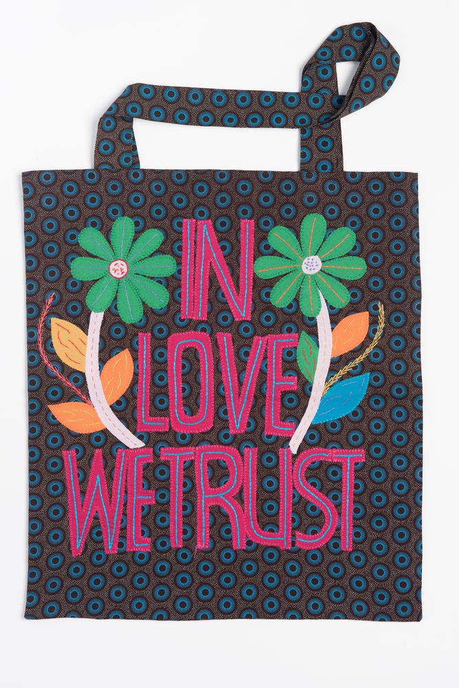 Bags and totes - EMBROIDERED BAG “IN LOVE TRUST WE TRUST” - MAHATSARA