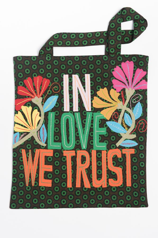 Bags and totes - EMBROIDERED BAG “IN LOVE TRUST WE TRUST” - MAHATSARA