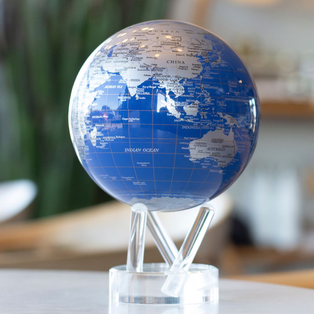 Gifts - 4.5" Blue and Silver MOVA Globe - MOVA EUROPE