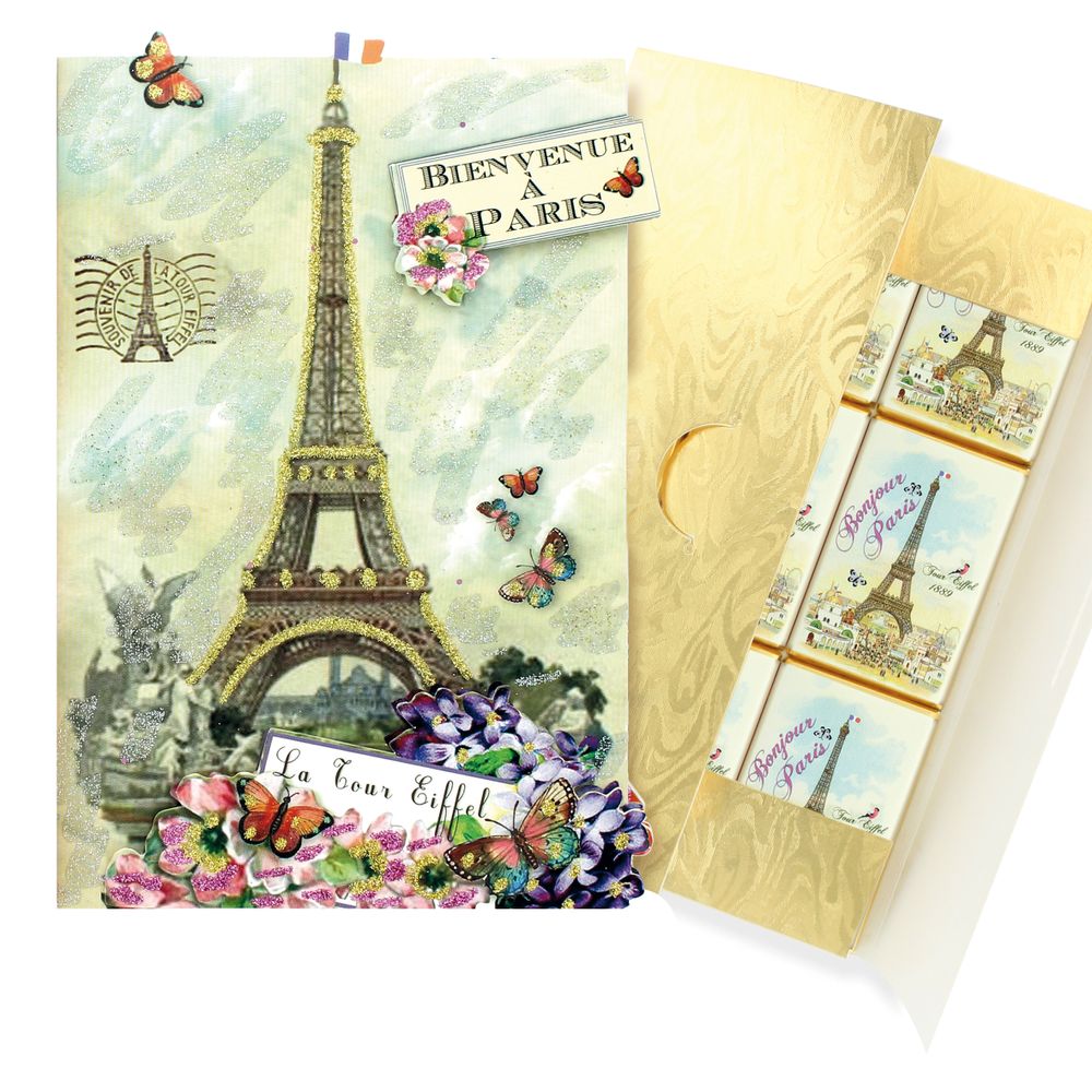 Chocolate - EMBOSSED CARD MESSAGE 9 CHOCOLATES - FIRMA DIFF. MARIE BOUVERO