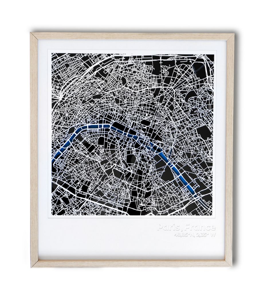 Other wall decoration - 3D Laser Cut Map - Paris - DEMURIN STUDIO - CARTES GEO 3D