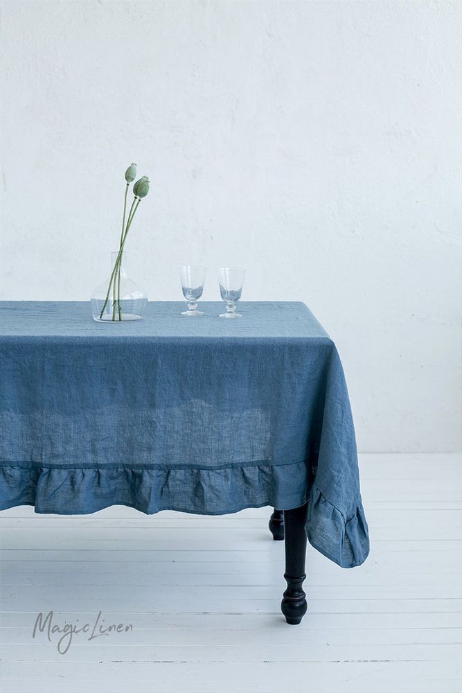 Linge d'office - Nappe en lin à volants en différentes couleurs - MAGICLINEN