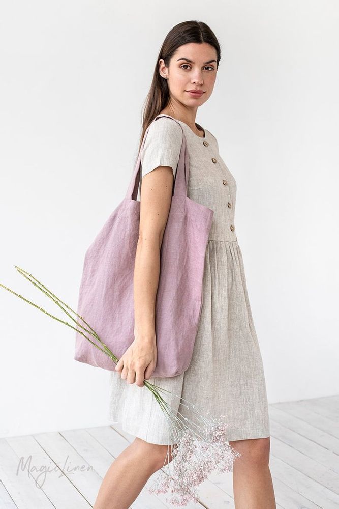 Sacs et cabas - Sac cabas en lin à Woodrose - MAGICLINEN