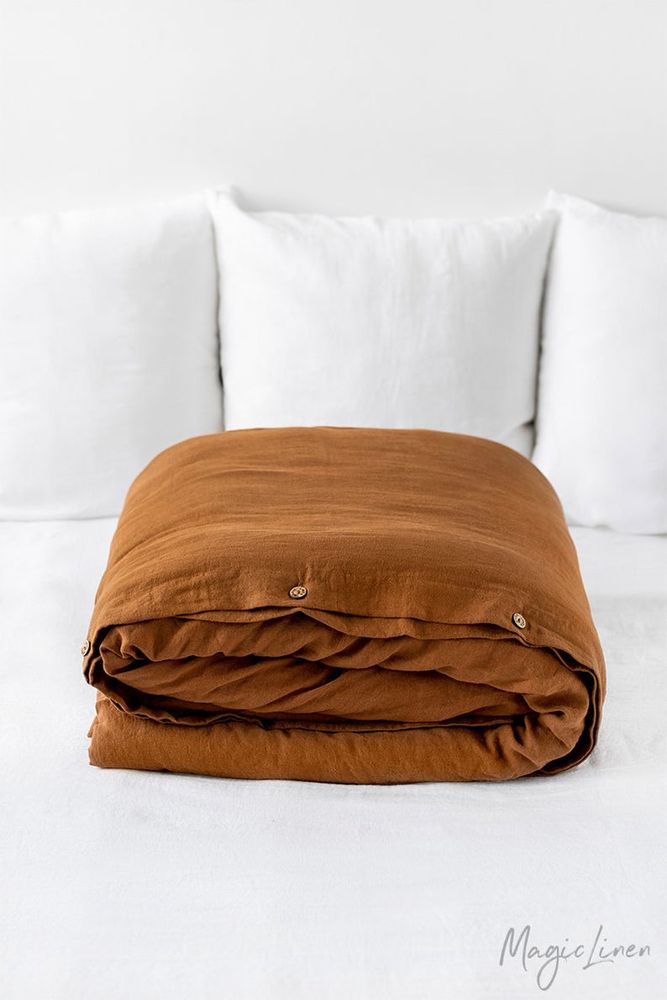 Bed linens - Linen duvet cover in Cinnamon - MAGICLINEN