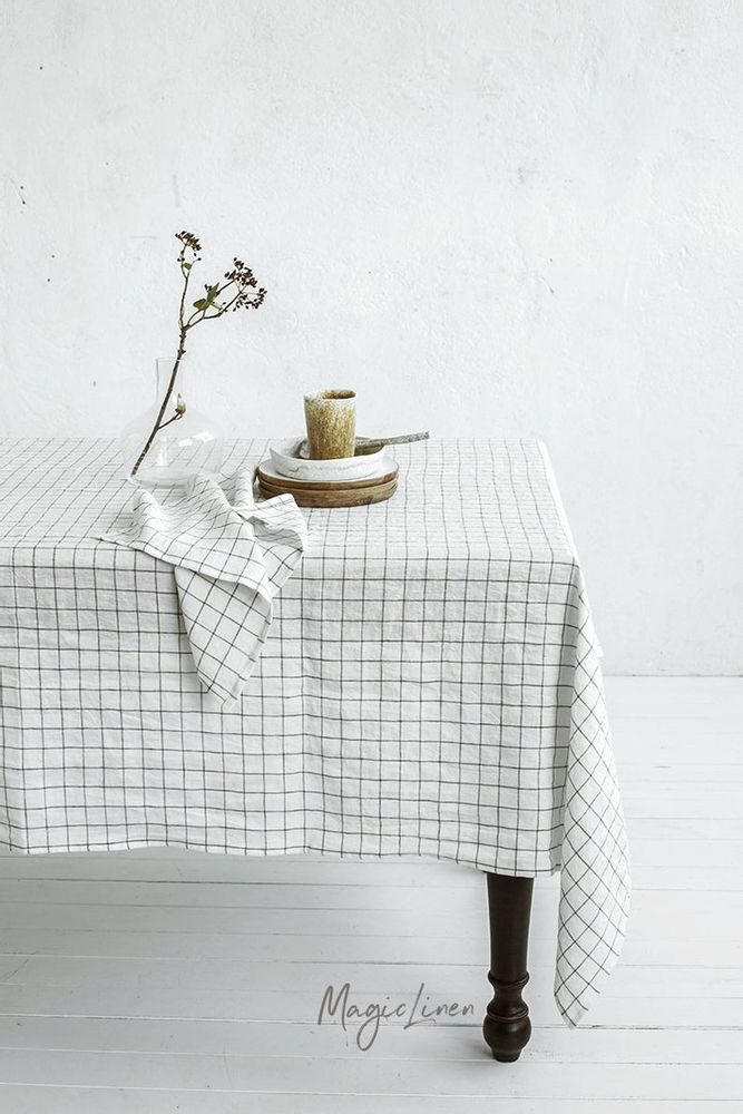 Serviettes - Serviette en lin en Grille de Charbon - MAGICLINEN