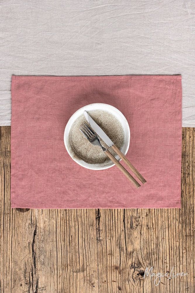 Sets de table - Set de table en lin couleur rose rouille - MAGICLINEN