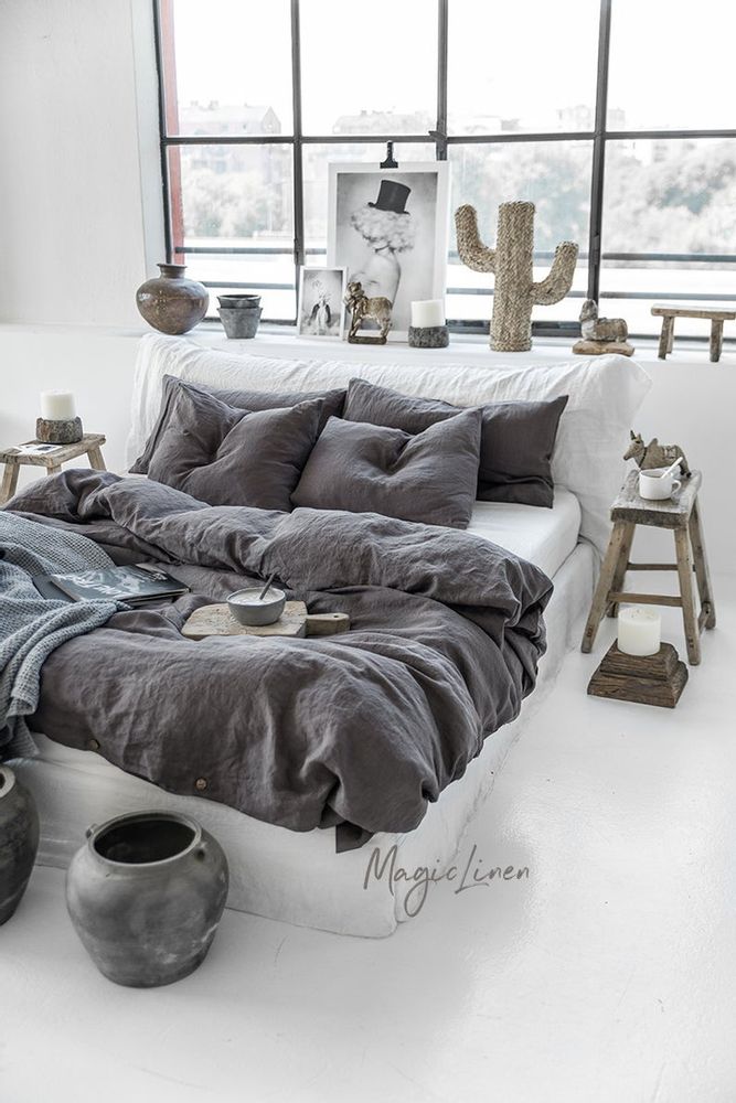Design objects - Linen bedding set in Charcoal Gray - MAGICLINEN