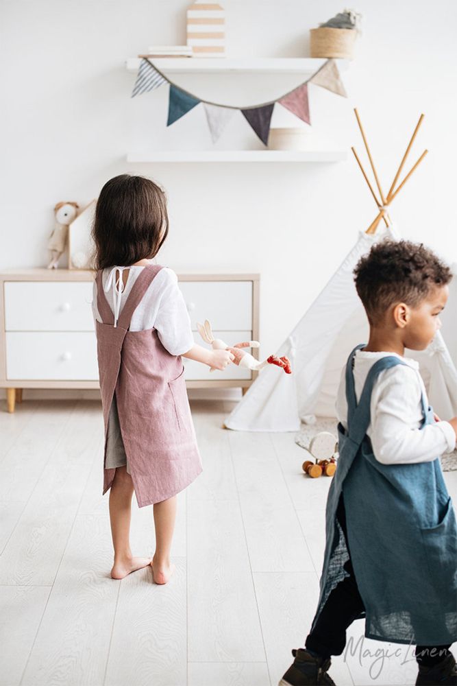 Linge de lit enfant - Tablier japonais en lin croisé pour les enfants - MAGICLINEN