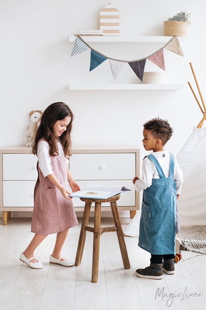 Linge de lit enfant - Tablier japonais en lin croisé pour les enfants - MAGICLINEN
