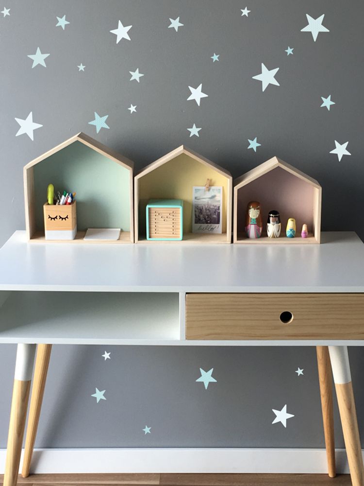 Children's decorative items - Decorative Stickers (stars, dots and triangles) with texture - MINIMOI