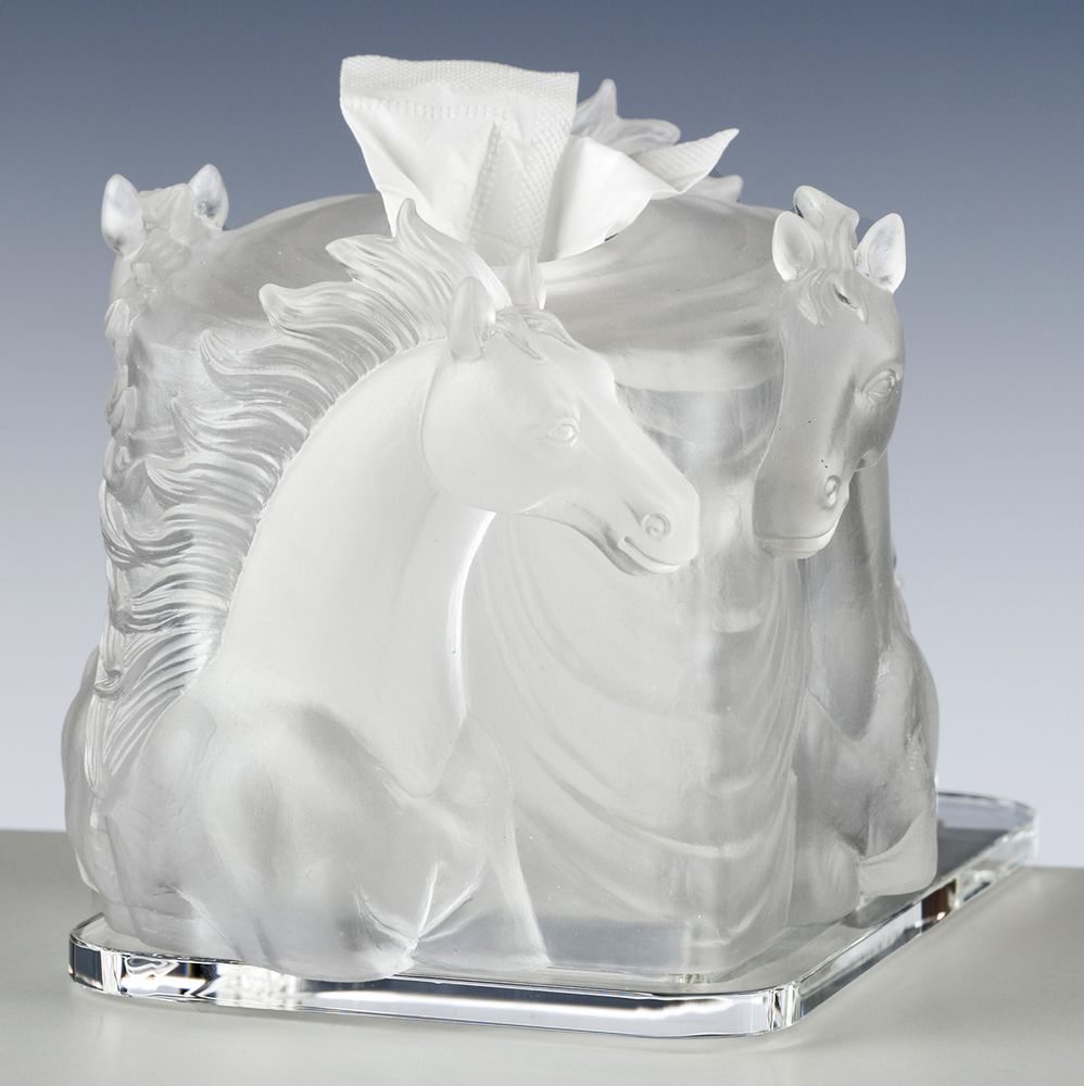 Verre d'art - BOÎTE À SERVIETTE CHEVAUX - CRISTAL DE PARIS