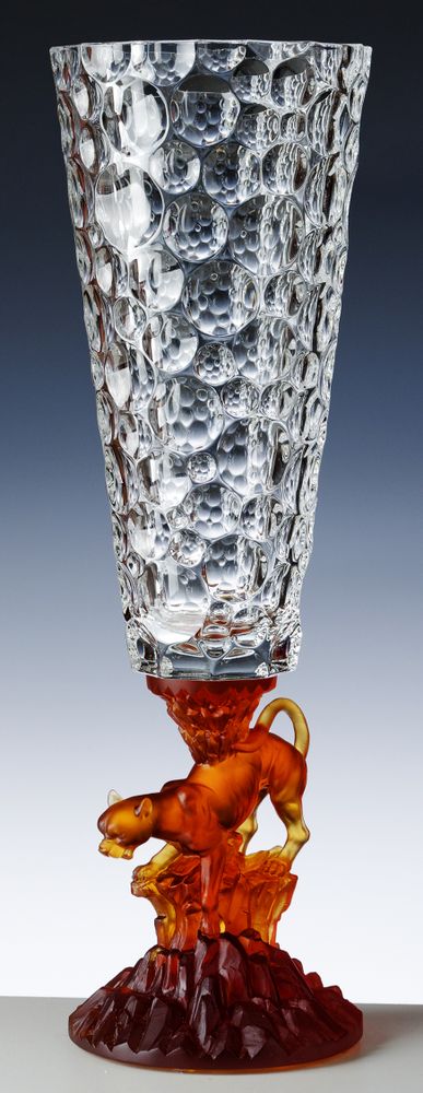 Verre d'art - ARTICLES AVEC PIED EN PATE DE VERRE PANTHERE - CRISTAL DE PARIS