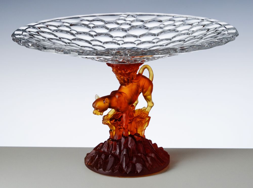 Verre d'art - ARTICLES AVEC PIED EN PATE DE VERRE PANTHERE - CRISTAL DE PARIS