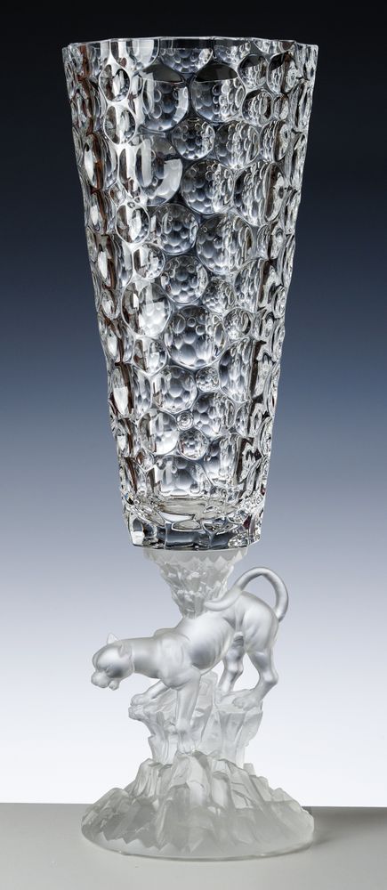Verre d'art - ARTICLES AVEC PIED EN PATE DE VERRE PANTHERE - CRISTAL DE PARIS