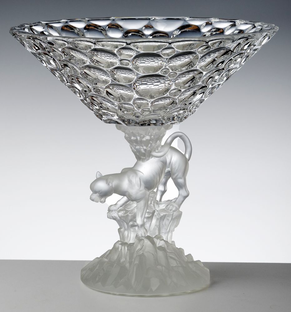 Verre d'art - ARTICLES AVEC PIED EN PATE DE VERRE PANTHERE - CRISTAL DE PARIS