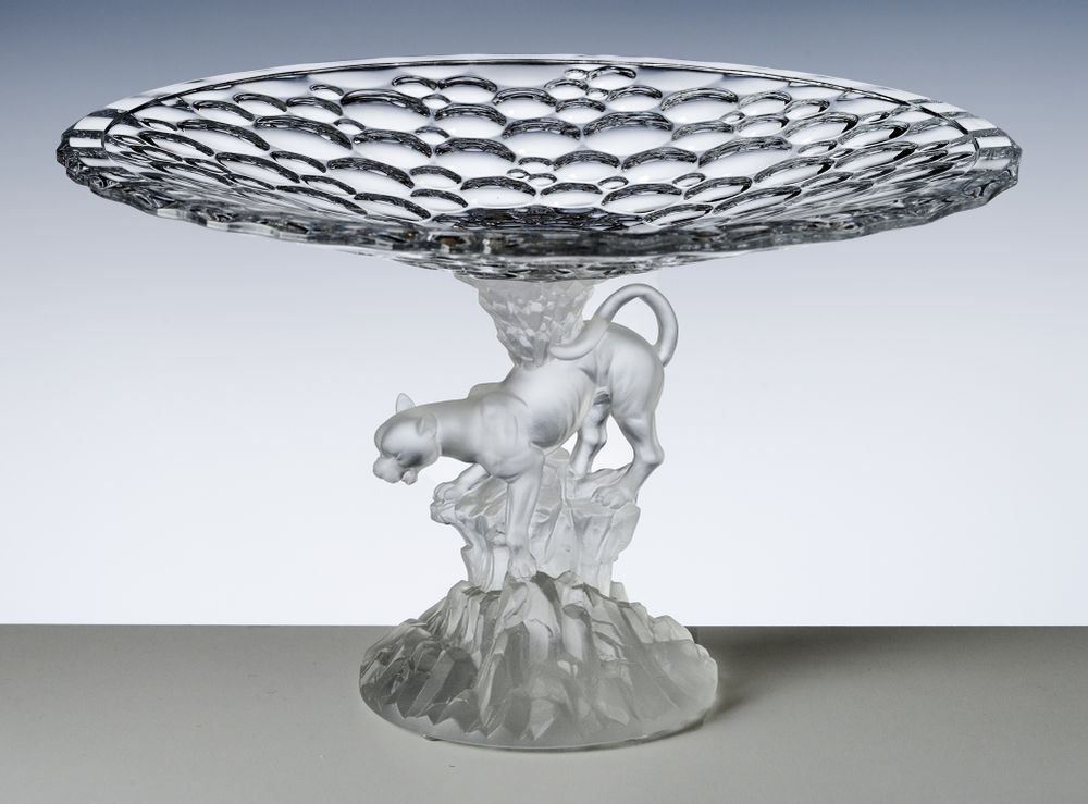Verre d'art - ARTICLES AVEC PIED EN PATE DE VERRE PANTHERE - CRISTAL DE PARIS