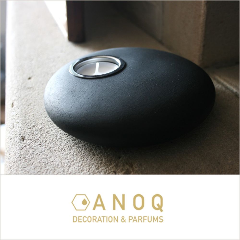 Other office supplies - Candle Holder, Pebble Shape - Black stone - ANOQ
