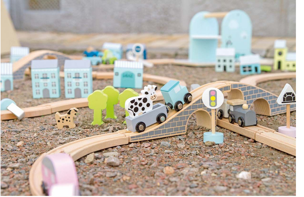 Jouets enfants - Circuit voitures en bois - JABADABADO