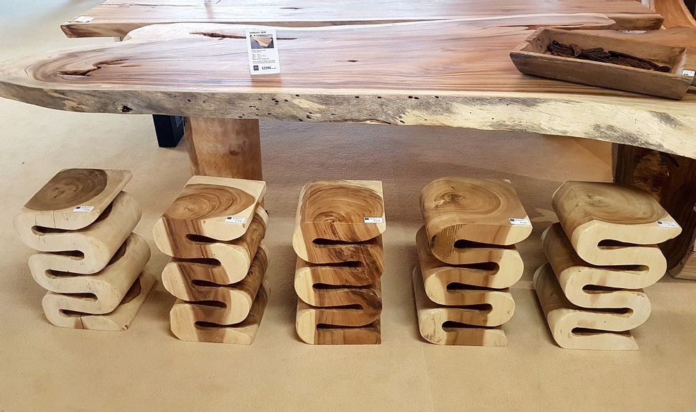 Stools - WOODEN STOOLS | Stools made of suar wood - XYLEIA PETRIFIED WOOD