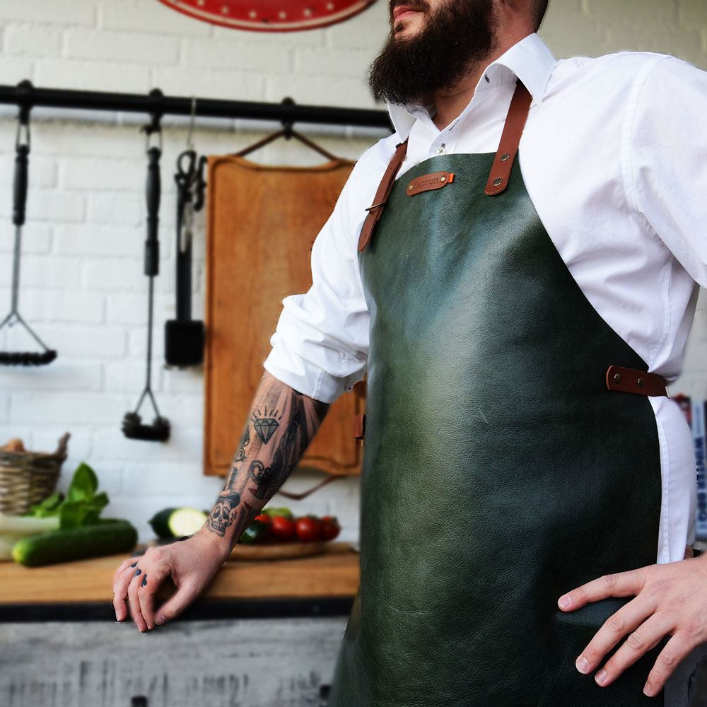Barbecues - Xapron leather (bbq) aprons - XAPRON - FOUR DELIVITA