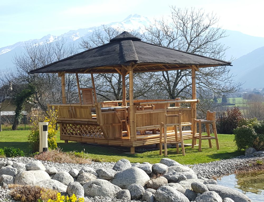 Gazébos, belvédères et pavillons de jardin - LAGUNA BAR - paillote en bambou 10 Places - NIPAHUT SARL
